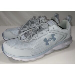 Women's Under Armour Charged Assert 9 Running Sneakers Shoes Gray‎ White Blue 11